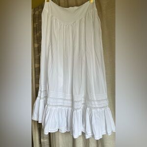 American Eagle White Maxi Skirt | Basque Waist | Boho Peasant | Size M